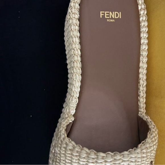 Fendi Roma Raffia Slides – Women’s Size 40.5 (US 10.5) – New With Box - Picture 5 of 5